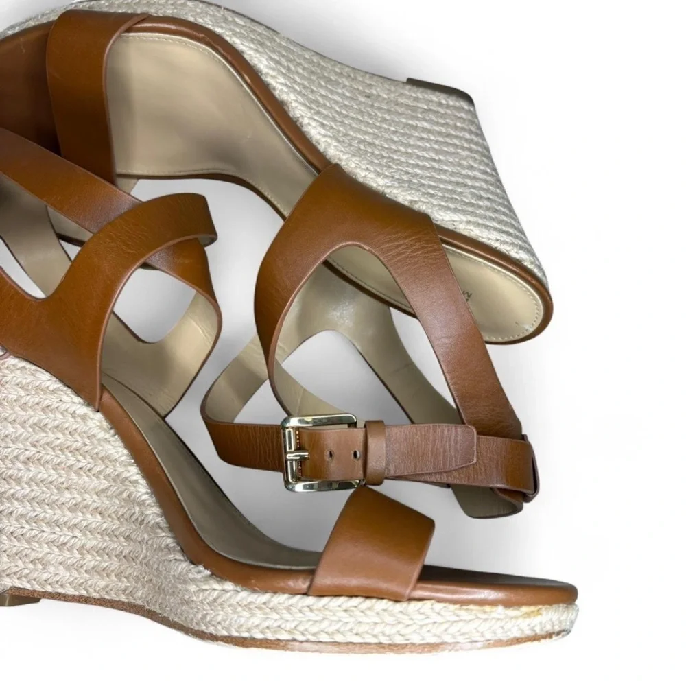 Michael Kors Brown Tan Espadrille Wedge Sandals Women’s 9 Strappy Heels